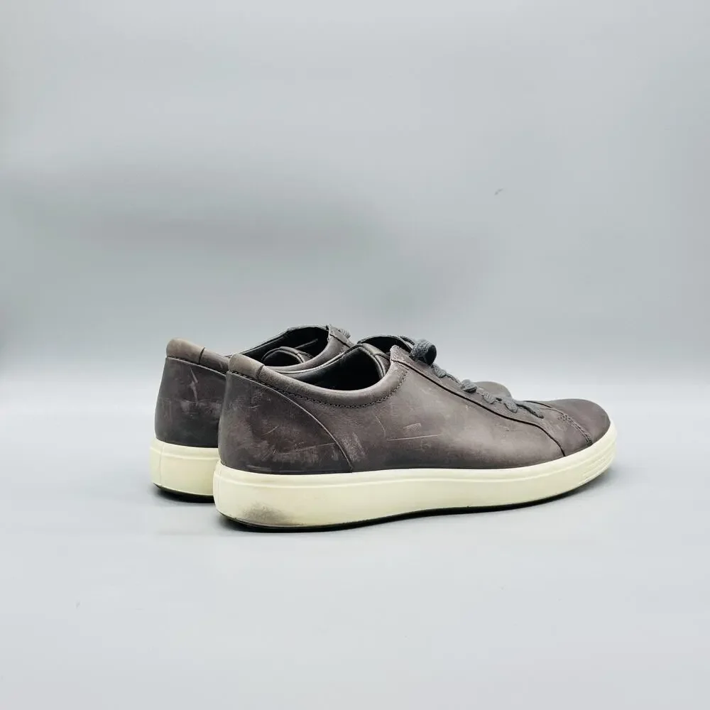 ECCO Shoes Mens 8.5 Gray Leather Low Top Casual Sneakers Comfort Walking